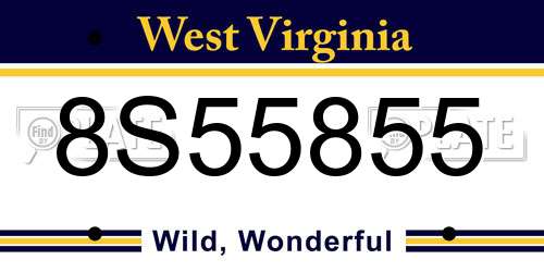 8S55855 West Virginia License Plate