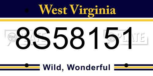 8S58151 West Virginia License Plate