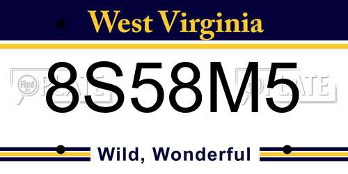 8S58M5 West Virginia License Plate