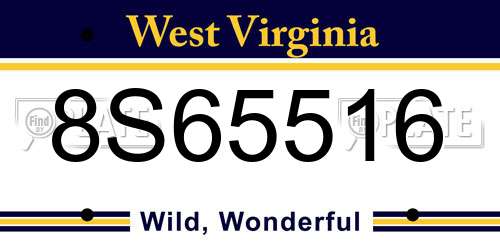 8S65516 West Virginia License Plate