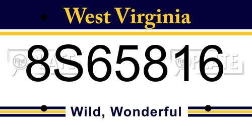 8S65816 West Virginia License Plate