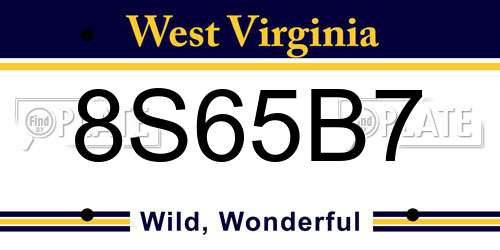 8S65B7 West Virginia License Plate