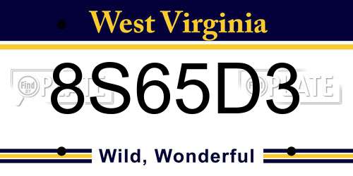 8S65D3 West Virginia License Plate
