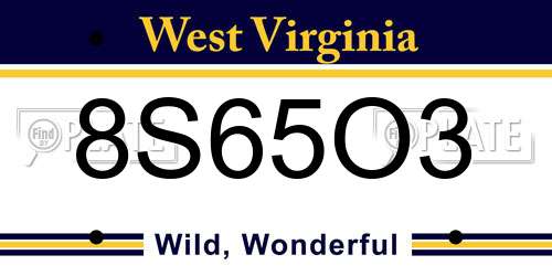 8S65O3 West Virginia License Plate
