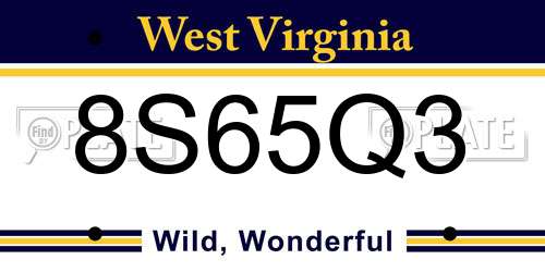 8S65Q3 West Virginia License Plate