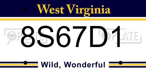 8S67D1 West Virginia License Plate