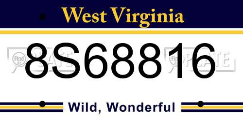 8S68816 West Virginia License Plate