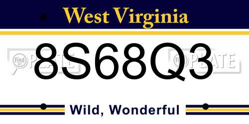 8S68Q3 West Virginia License Plate