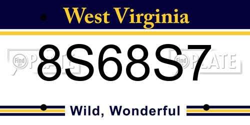 8S68S7 West Virginia License Plate