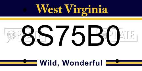 8S75B0 West Virginia License Plate