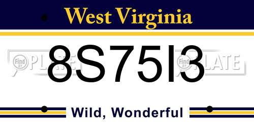 8S75I3 West Virginia License Plate