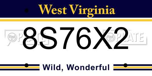 8S76X2 West Virginia License Plate