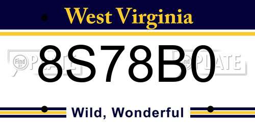 8S78B0 West Virginia License Plate