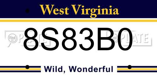 8S83B0 West Virginia License Plate