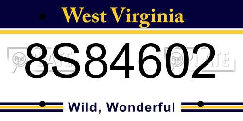 8S84602 West Virginia License Plate