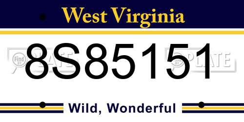8S85151 West Virginia License Plate