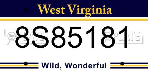 8S85181 West Virginia License Plate