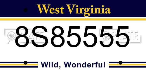 8S85555 West Virginia License Plate