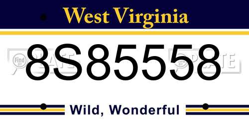 8S85558 West Virginia License Plate