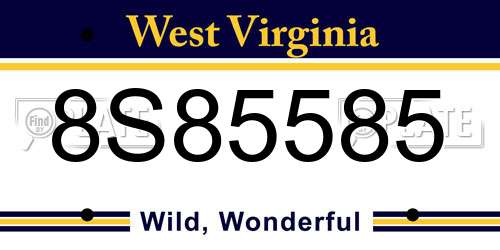 8S85585 West Virginia License Plate