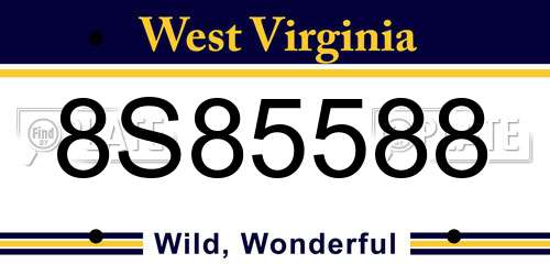 8S85588 West Virginia License Plate