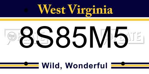8S85M5 West Virginia License Plate