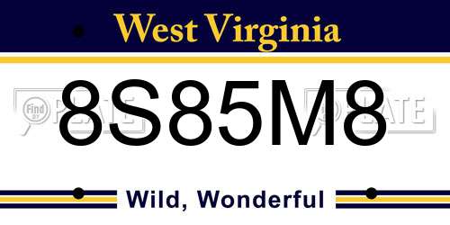 8S85M8 West Virginia License Plate