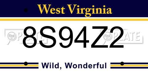 8S94Z2 West Virginia License Plate