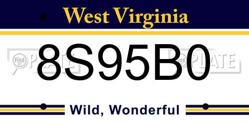 8S95B0 West Virginia License Plate