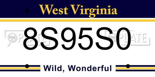 8S95S0 West Virginia License Plate