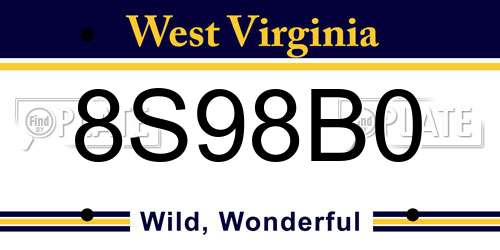 8S98B0 West Virginia License Plate