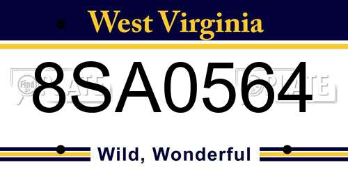 8SA0564 West Virginia License Plate