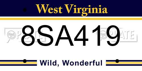 8SA419 West Virginia License Plate