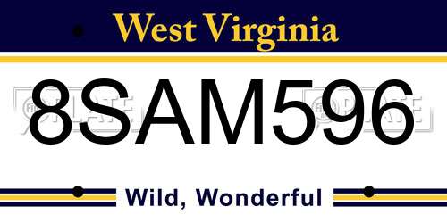 8SAM596 West Virginia License Plate