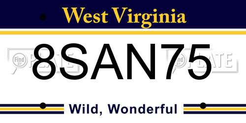 8SAN75 West Virginia License Plate