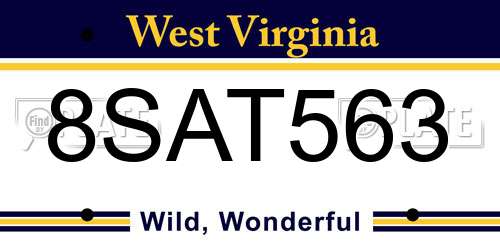 8SAT563 West Virginia License Plate