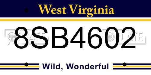 8SB4602 West Virginia License Plate