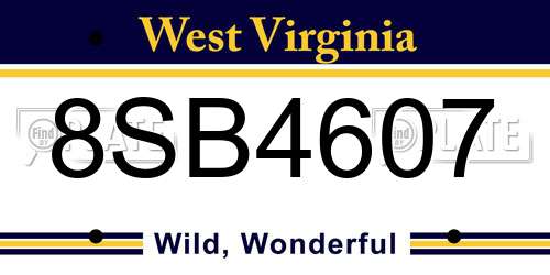 8SB4607 West Virginia License Plate