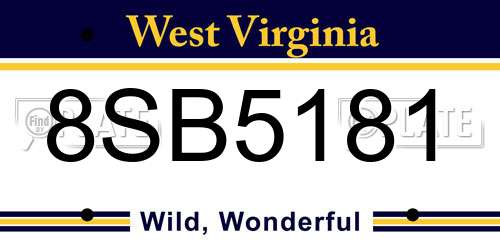 8SB5181 West Virginia License Plate