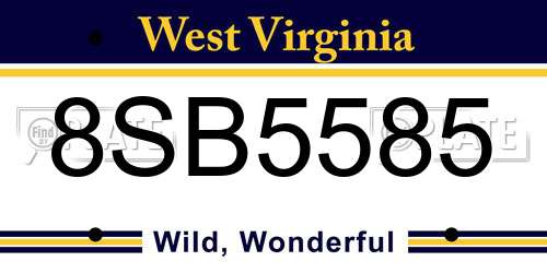 8SB5585 West Virginia License Plate