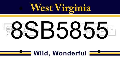 8SB5855 West Virginia License Plate