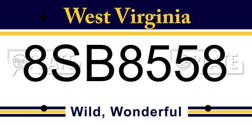 8SB8558 West Virginia License Plate
