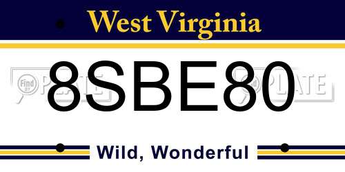 8SBE80 West Virginia License Plate