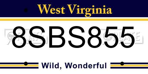 8SBS855 West Virginia License Plate