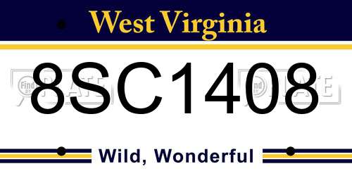 8SC1408 West Virginia License Plate