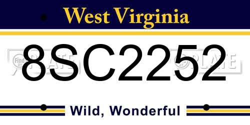 8SC2252 West Virginia License Plate