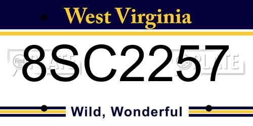 8SC2257 West Virginia License Plate