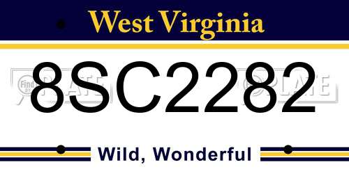 8SC2282 West Virginia License Plate
