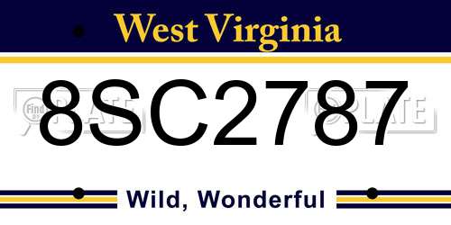 8SC2787 West Virginia License Plate