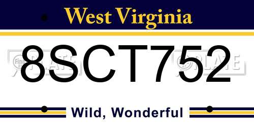 8SCT752 West Virginia License Plate